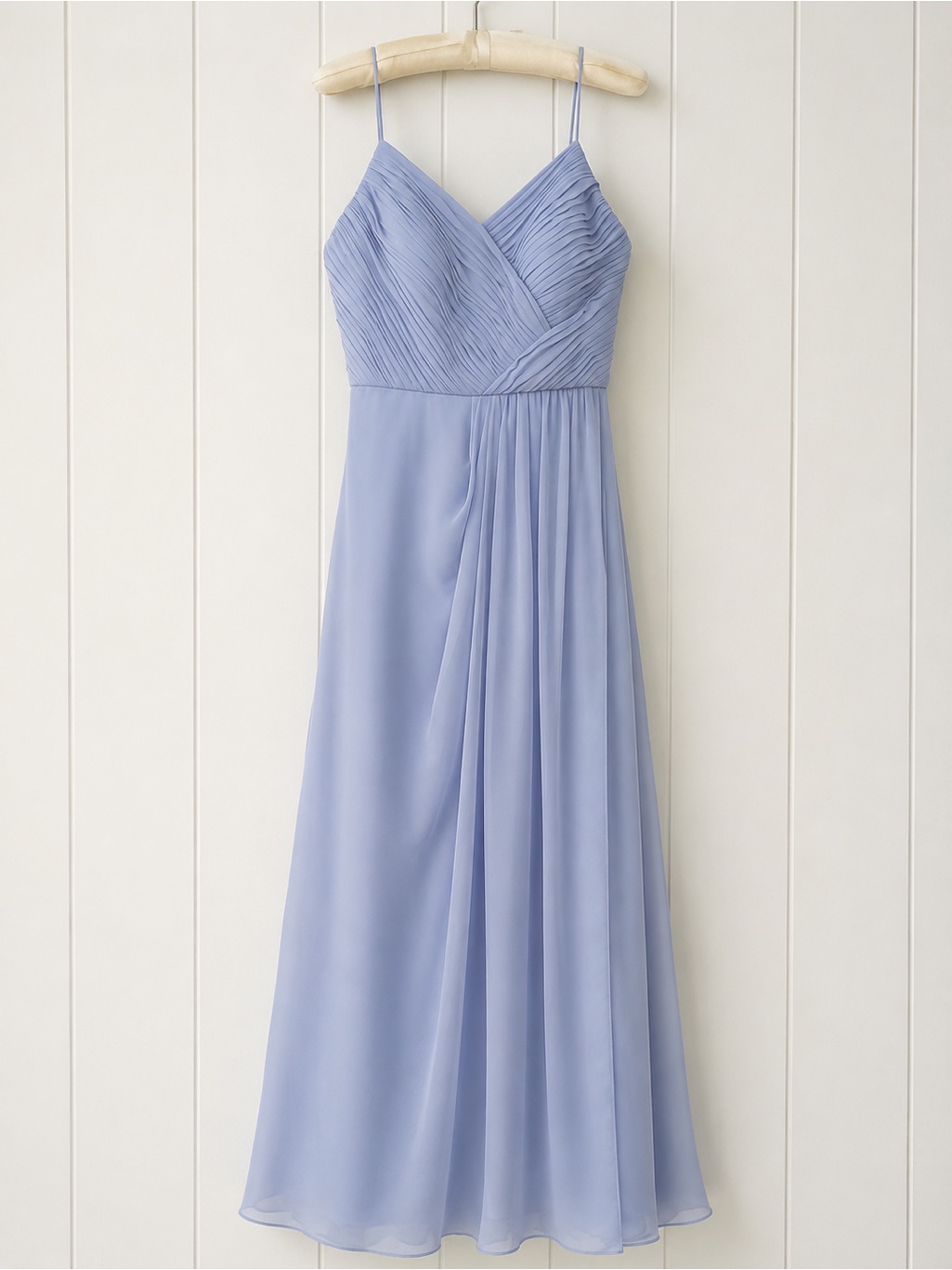Weddingington Way Dusty Blue Pleated Chiffon Bridesmaid Maxi Dress Size 4